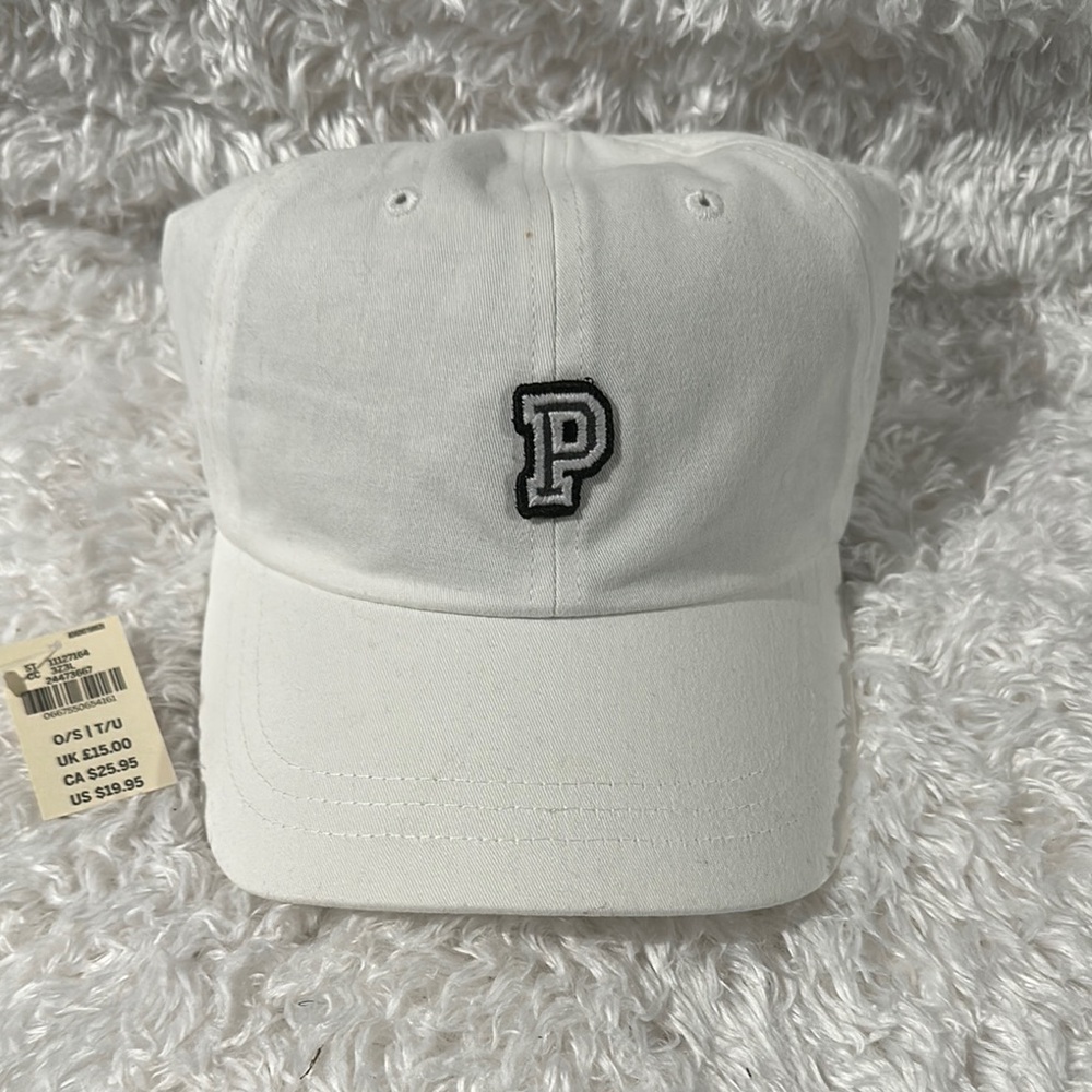 PINK Victoria's Secret White and Black Minimalist Cap
